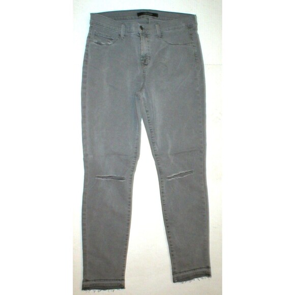 New Designer J Brand Jeans Womens 30 Twill Pants Skinny Silver Fox Destroyed Rip - Picture 1 of 6